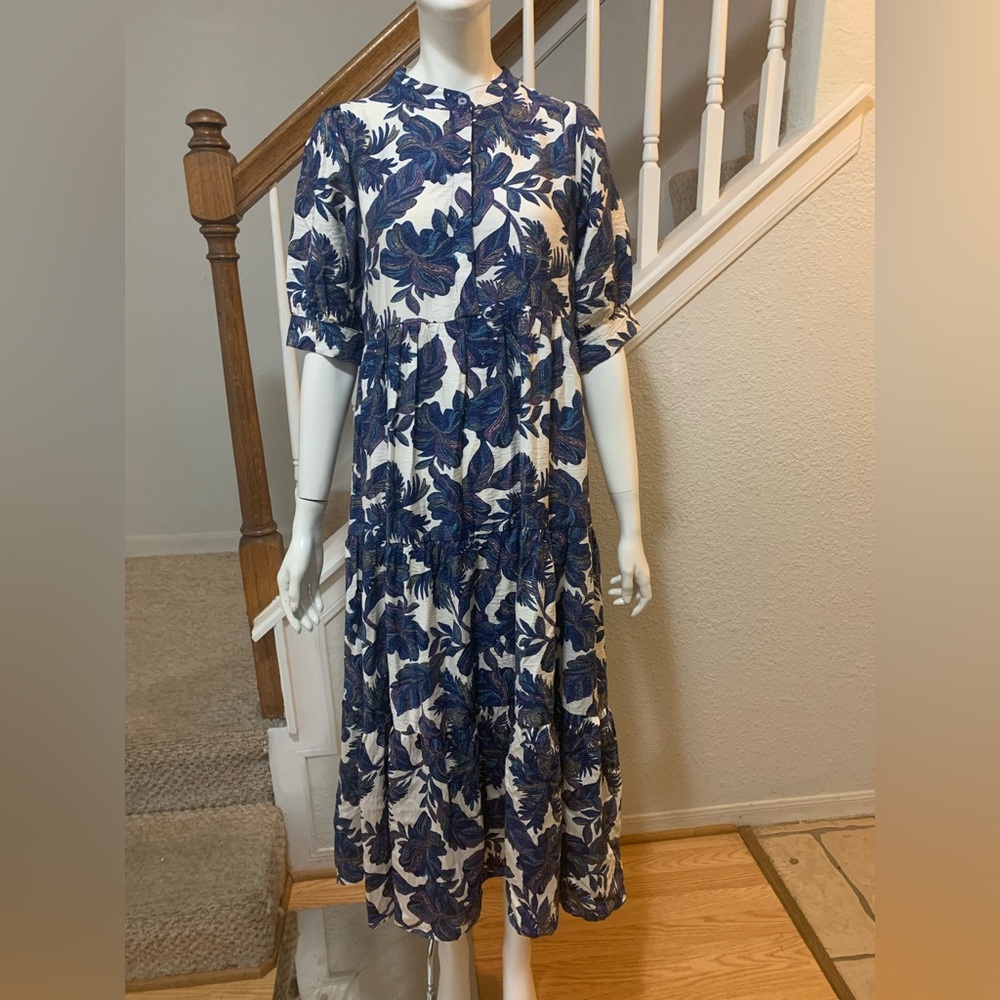 Umgee Navy and White Floral Maxi Dress Size Small
